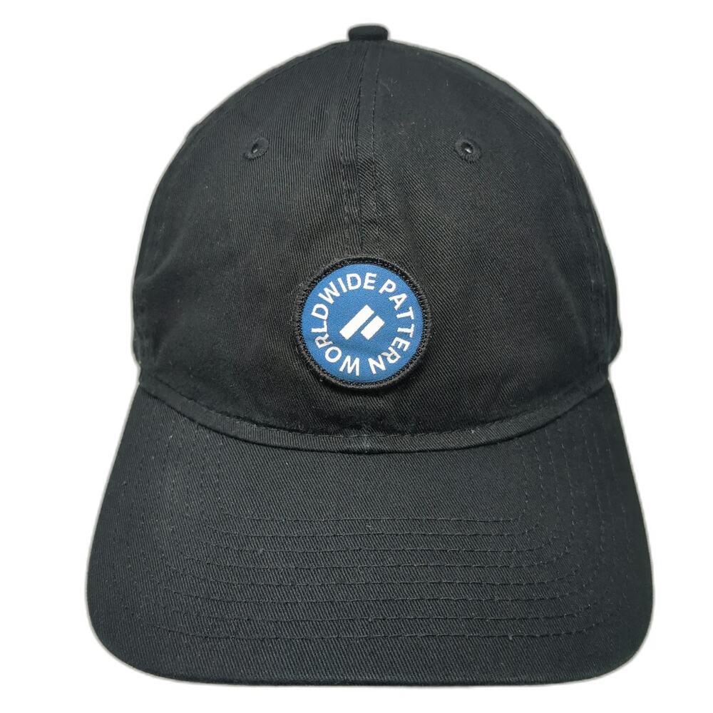 New Era Baseball Cap Black OSFM Worldwide Pattern Patch Slideback Adjustable hat
